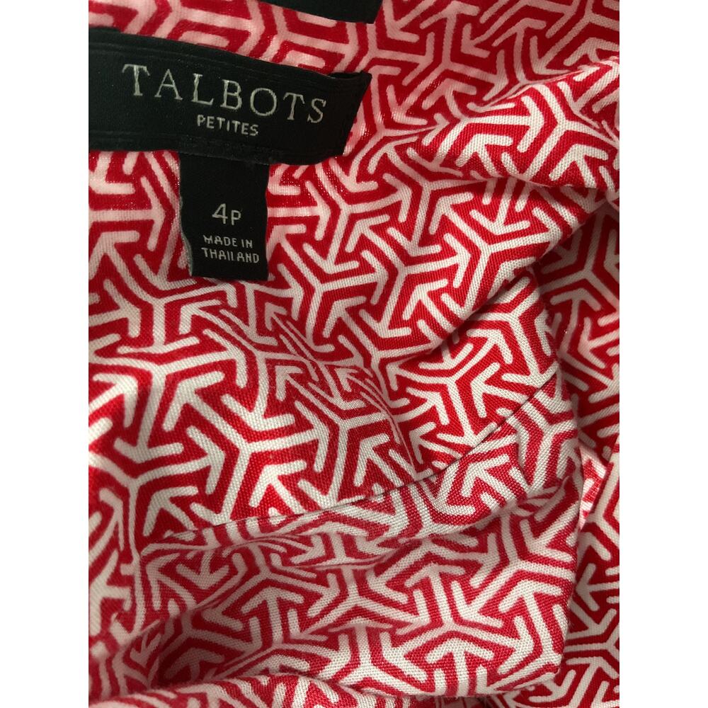 Talbots Red Graphic Print Button-Up Top - image 3